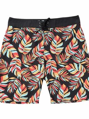 Reef Board Shorts Men’s 34 Colorful Tropical Leaf Print Surf Swim Trunks